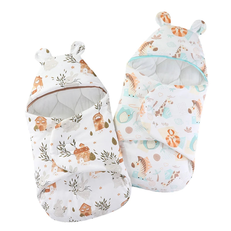 Newborn Baby Sleeping Bags Cartoon Baby Wrap Blankets Autumn and Winter Newborn SleepSack Envelope Thick Cocoon for Baby 0-6M