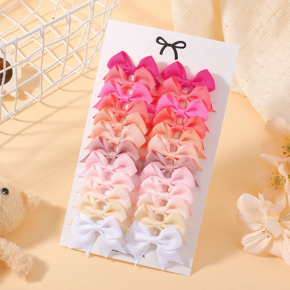 24Pcs 2-inch Hair Bows Clips for Girls Classic Ribbon Bowbot Pigtail Hairgrip Kids Hair Accessories Children's Headwear
