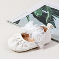 Charming Baby Girls' Pearl Decor Mesh Flower Soft Sole Flats