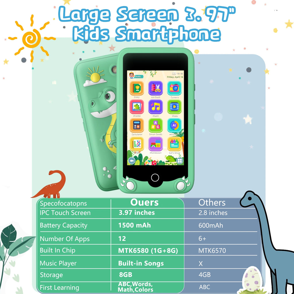 Kids Smart Phones - Educational Touch Screen Cell Phones for Children with Camera - Blue - Ages 3-12