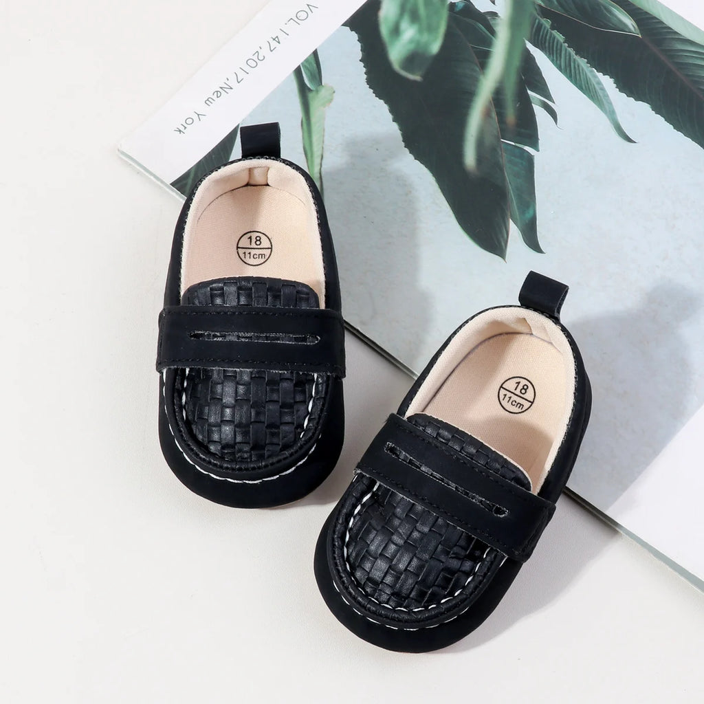 Baby Unisex Slip-on Toddler Shoes Spring And Autumn 0-18 Months Three Colors PU Leather And TPR Sole For Baby Boys And Girls