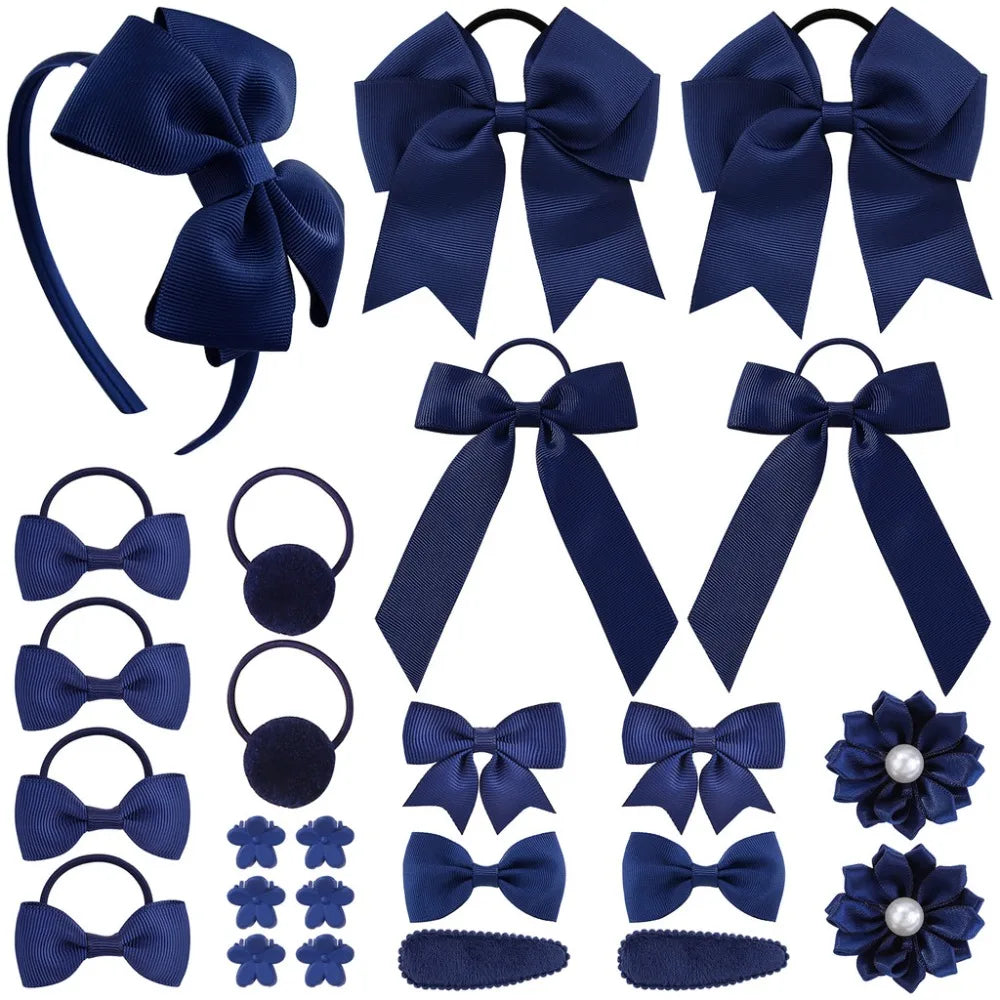 25pcs/set Hair Bows Headbands Hair Clip Hair Ties for Kids Girls Princess Cute Bowknot Hairbands Headwear Hair Accessories Set