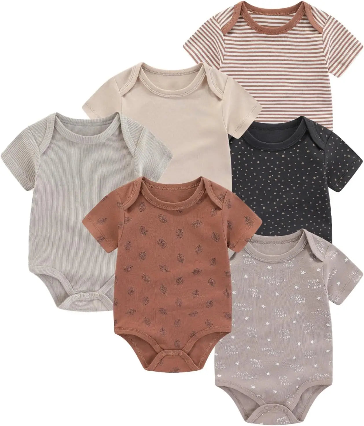 6 Pcs/Lot Cartoon Baby Boys Girls Bodysuits Short Sleeve Newborn Unisex Onesies Summer Infant Clothes Fashion Outfits
