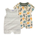 2-Pieces Cartoon Baby Boys Girls Bodysuits Newborn Onesies Summer Sleeveless Infant Clothes