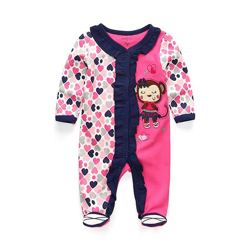 Kiddiezoom Fashion Classic Unisex long Sleeve Causal Baby Boy Girl Rompers Soft 100%Cotton Newborn Clothing
