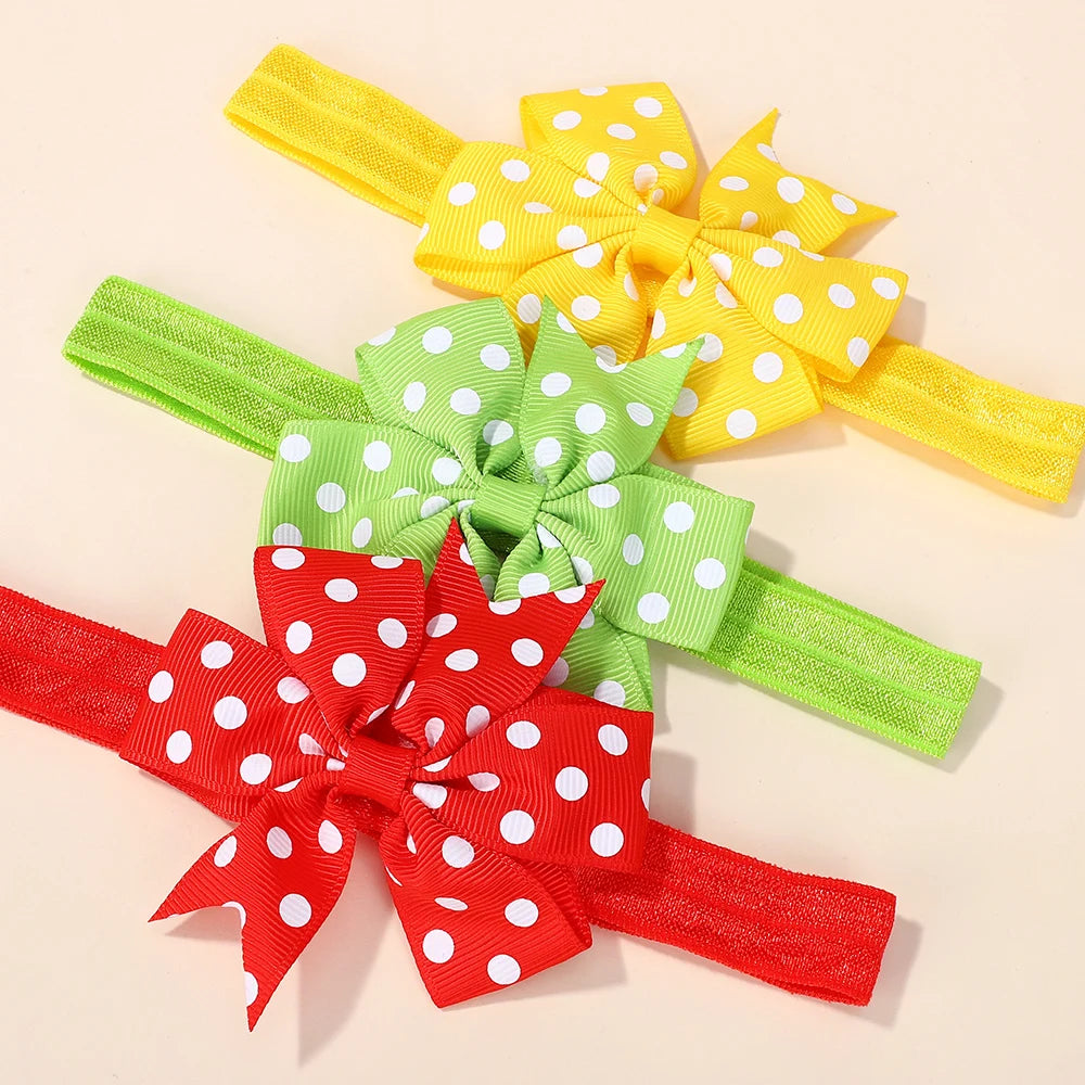 60Pcs Random Color Ribbon Bowknot Hair Band for Baby Girl Sunflower Wave Point Elastic Headband Classical Babe Hair Accessories