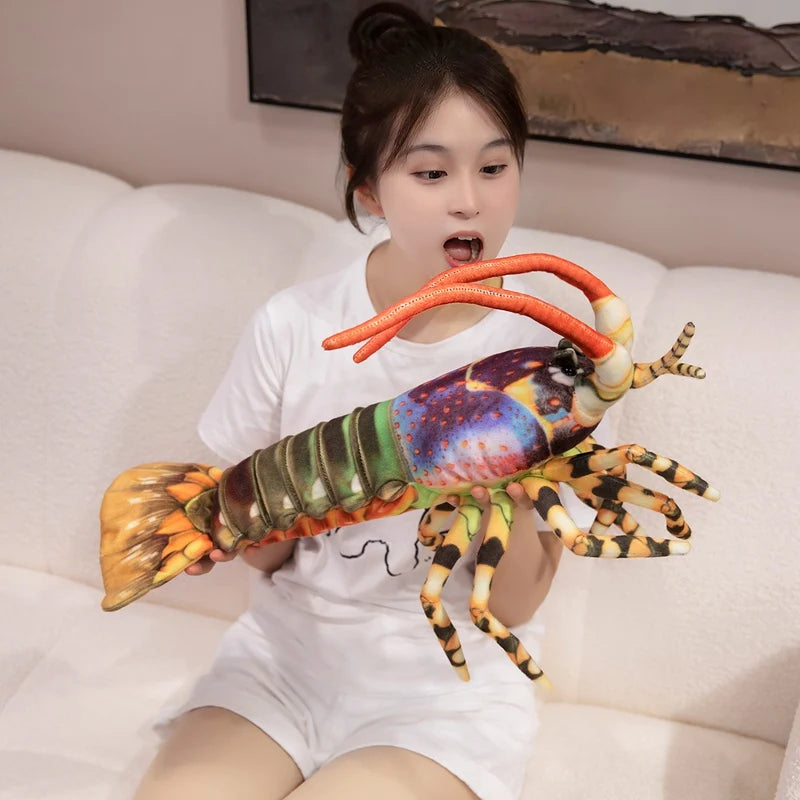Colorful Lobster Plush Toy Stuffed Throw Pillow - Lifelike Design Creative Home Decor Funny Christmas Gift Vivid Lobster Theme