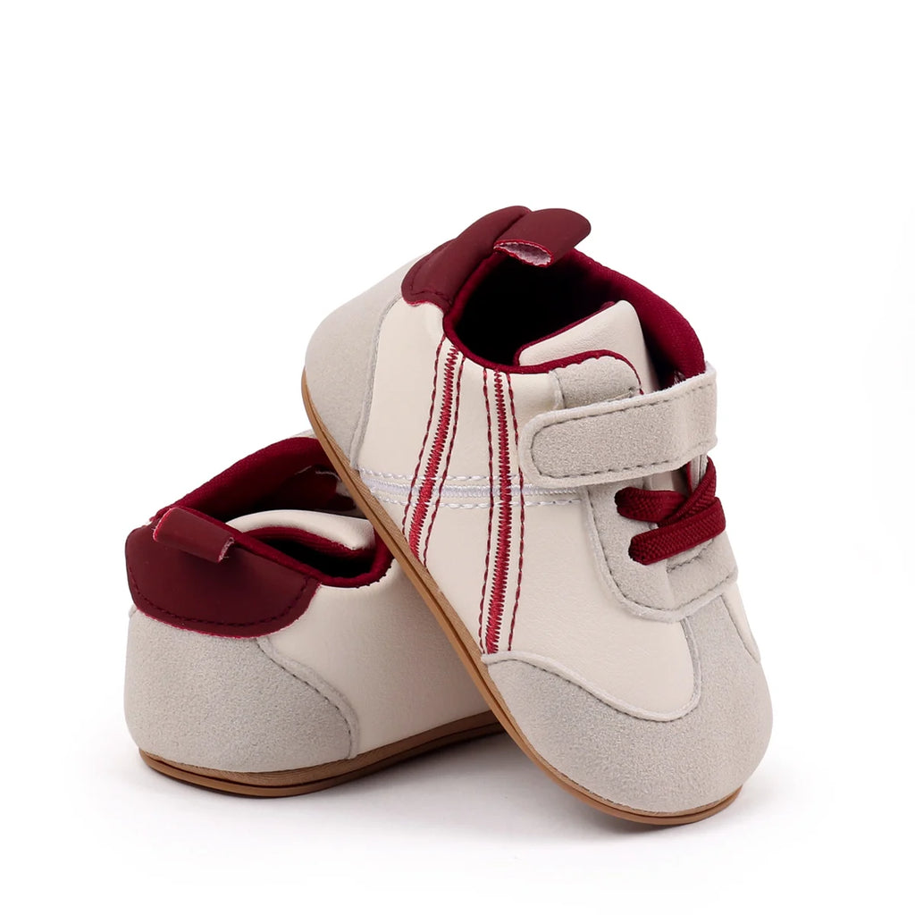 2025 New Spring Autumn Baby Girls and Boys Casual Sneakers TPR Sole Anti Slip Fashion Design PU Patchwork Infant Walking Shoes