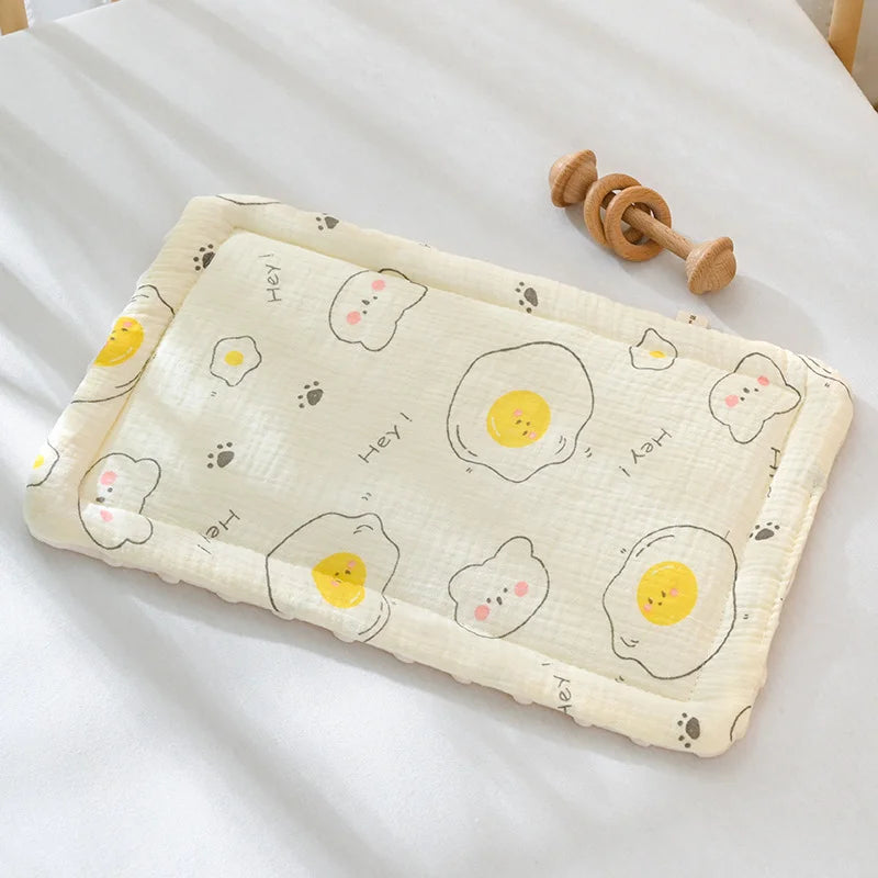 Baby Pillow For Infants 0-12 Months Velvet Bean Cushion Breathable Cotton Gauze 23x35cm
