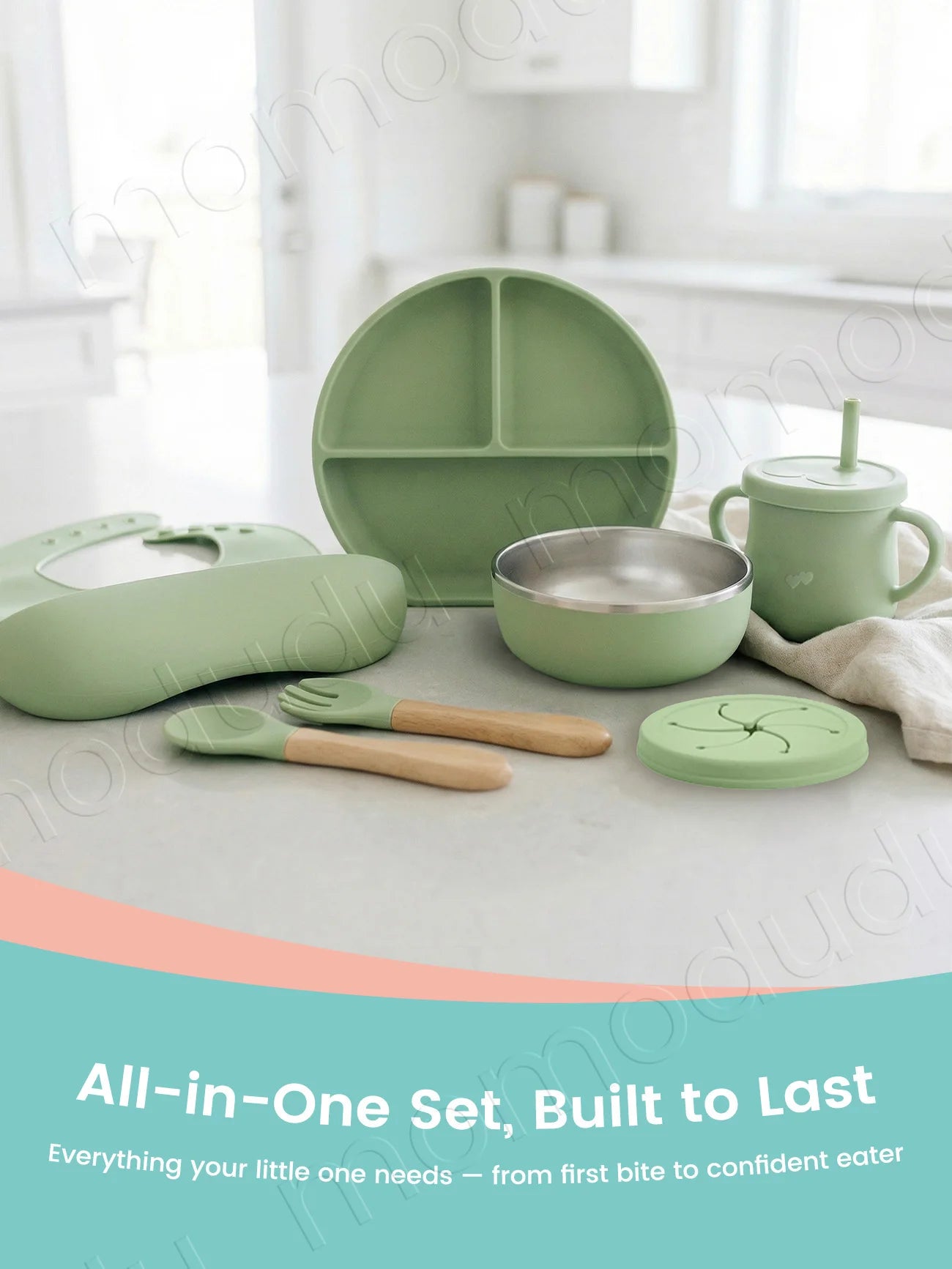 6PCS Baby Feeding Set Kids Silicone Plate Bowl Straw Cup Customized Children's Tableware Baby Supplies Newborn Gift