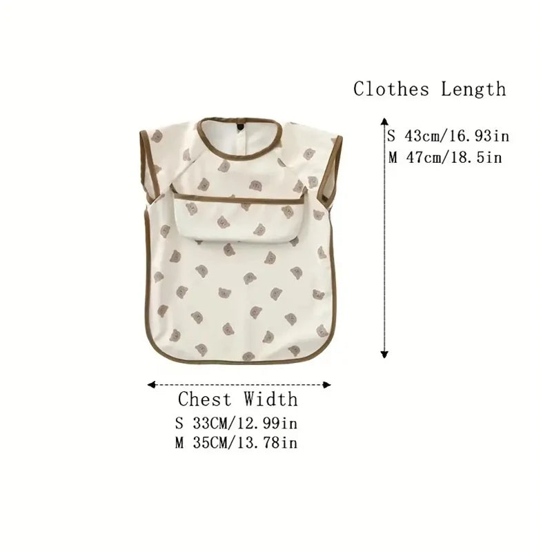 Baby Sleeveless Bibs Burp Cloth Soft Waterproof Children's Feeding Apron with Pocket Toddler Printed Art Smock for Boys Girls