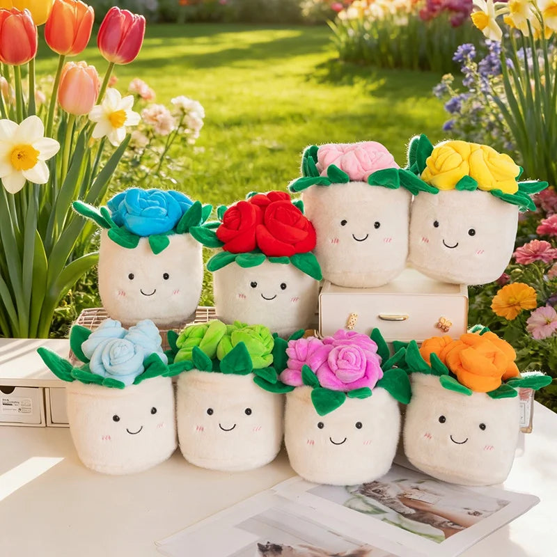 Hot 1pc 20cm Artificial Flower Plush Toy Green Plants Bloom Cactus Sunflower Soft Dolls Girls Boys Kawaii Xmas Gift Home Decor