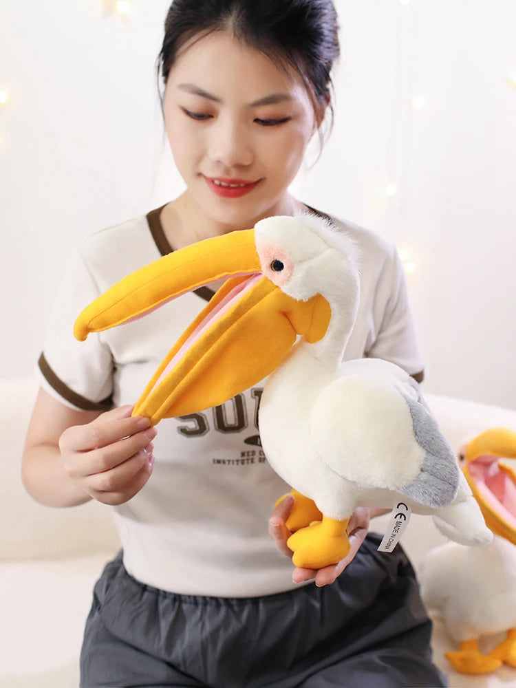 New Cartoon Pelican Plush Toys Realistic White Pelican Stuffed Bird Animal Soft Dolls Promotional Cheap Christmas Birthday Gifts