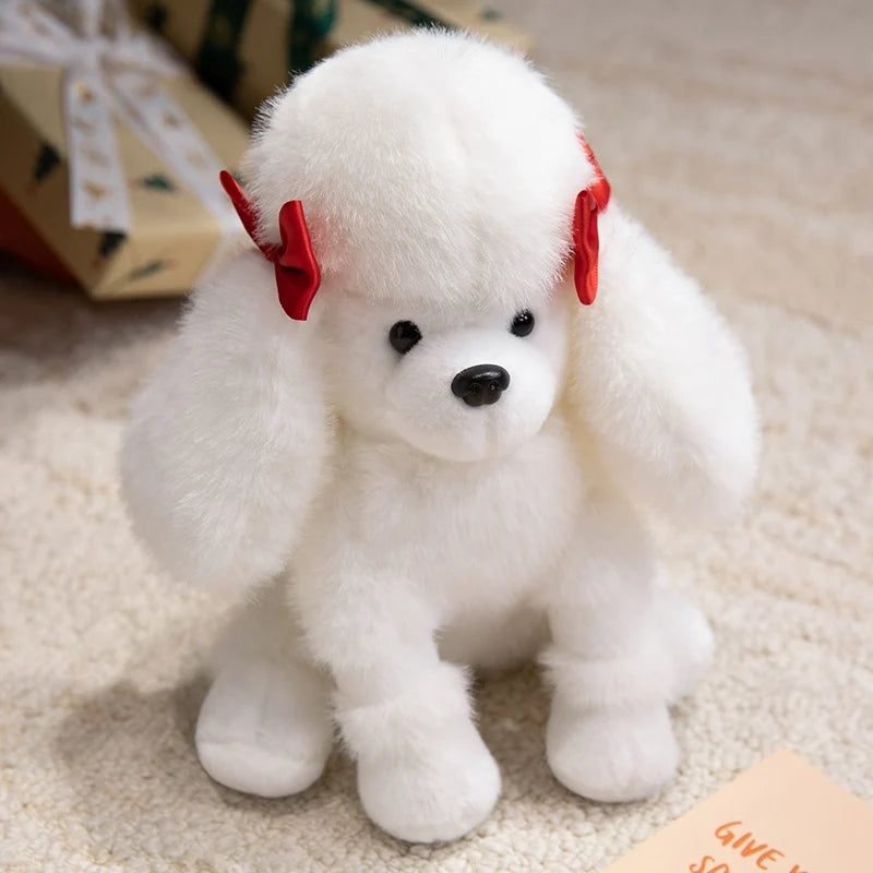 Realistic Sitting Poodle Pug Puppy Plush Toy Stuffed Dog Room Decor Soft Cuddly Pet Gift Model PXP001