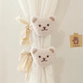 2Pc Ins Korean Style Embroidered Bear Head Baby Nursery Decoration Curtain Tieback Mosquito Net Tie Rope