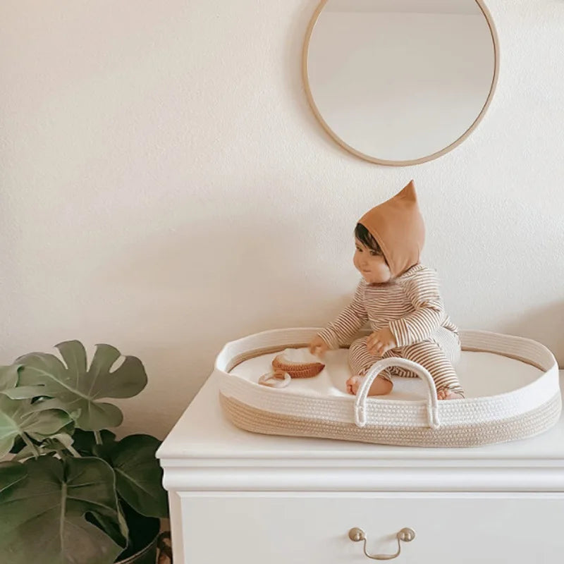 Portable Baby Carrying Basket Cradle for Newborn Woven Crib Bed Outdoor Sleeping Basket Nursery Storage Basket Photography Props