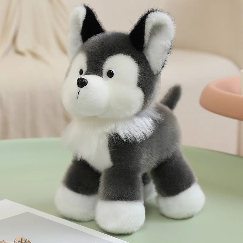 Lifelike 25cm Plush Dog Toy Schnauzer Husky Golden Retriever Stuffed Doll For Kids
