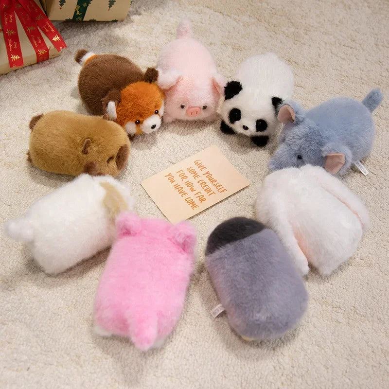 Cute Stuffed Plush Toys Lying Red Panda Fox Sloth Cat Soft Baby Plushie Gifts - Animal Themed Dolls for Children