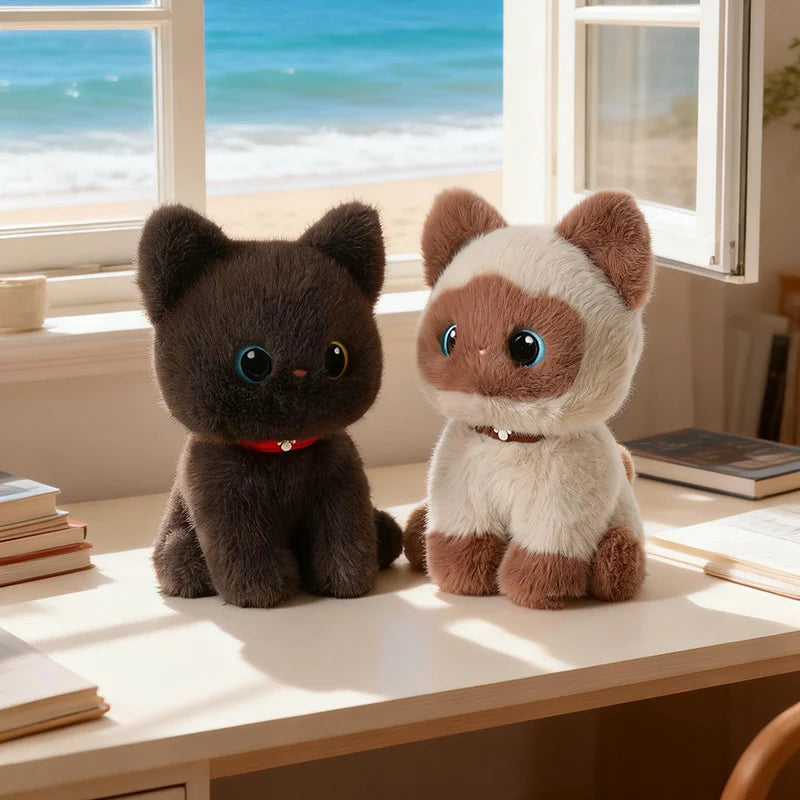 Nice Sitting Pose Kitten Plush Toys Soft Fluffy Cartoon Pet Cat Doll Lovely Office Desktop Decor Funny Gift To Family Accompany