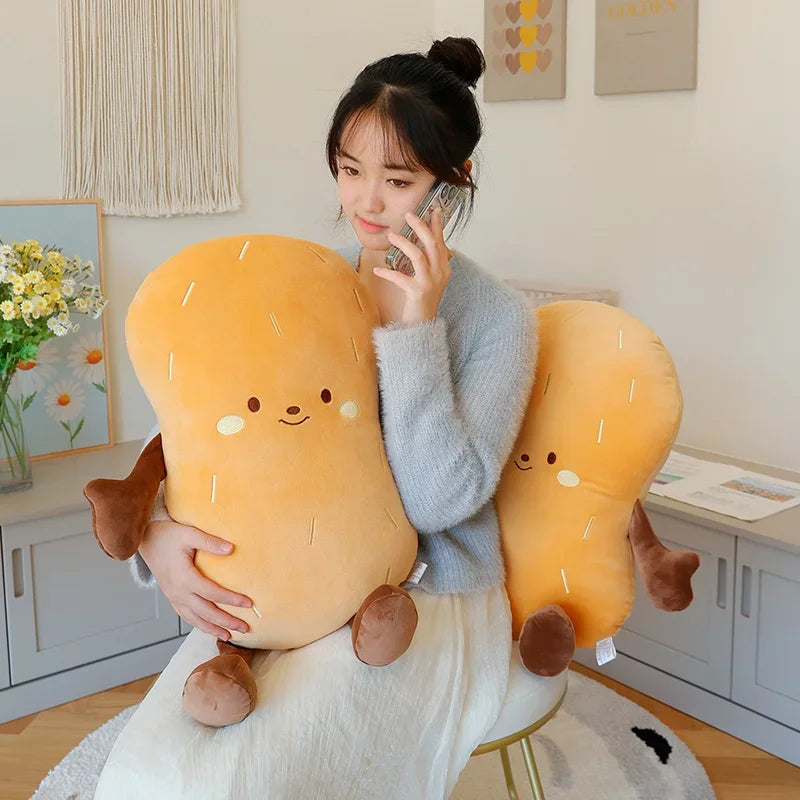Adorable Cartoon Smile Peanut Plush Throw Pillow Soft Comfy Sleeping Pillow Back Pillow For Chair Creative Home Decor Nice Gift
