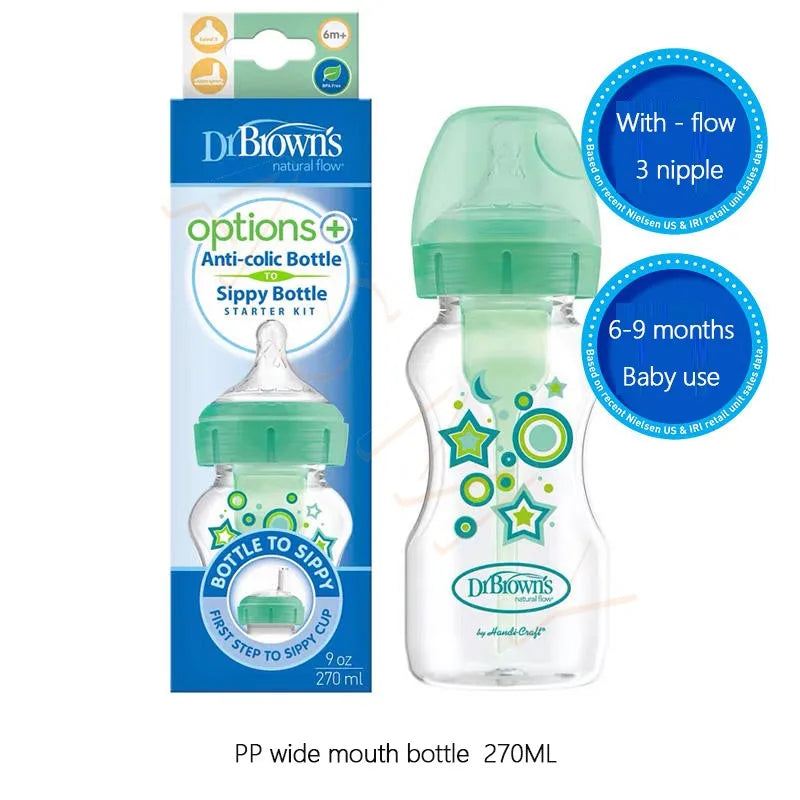 Dr. Brown's newborn baby bottle / 150ML  270ML  / wide diameter/Color printing children's milk bottle