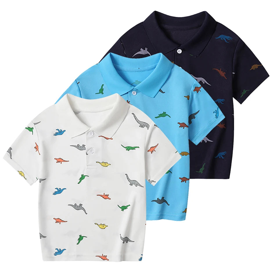 1/3 Pack Children's Summer Dinosaur Printed Multicolor POLO Shirt Boys Casual Fashion Prince T-shirt Joker Comfortable Lapel T