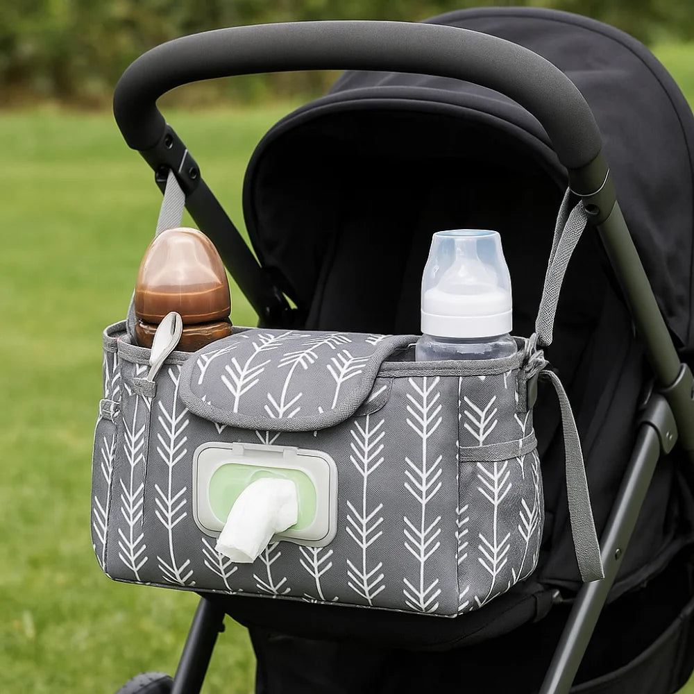 Multifunctional Baby Stroller Bag Large Capacity Waterproof Wet Wipe Hanging Bag Baby Care with Multiple Pockets