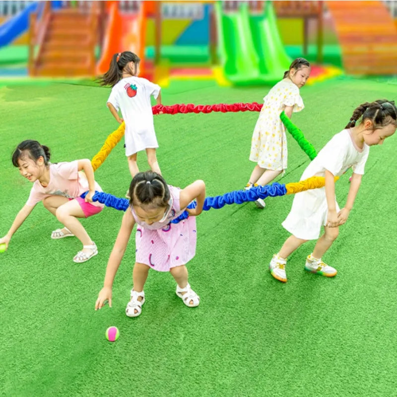 Elastic Rainbow Rope Stretchy Band Running Pull Circle Outdoor Team Sports Kindergarten Physical Training Equipment Outdoor Toy