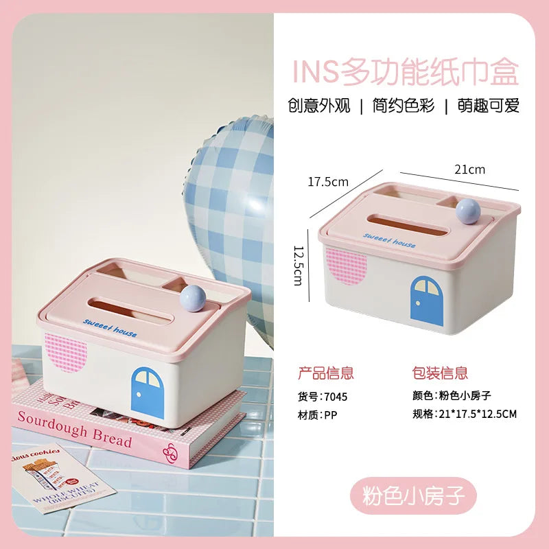 Cartoon Tissue Box Desktop Multi Functional Large Capacity Storage Box Paper Towel Box Drawer Model CDB01