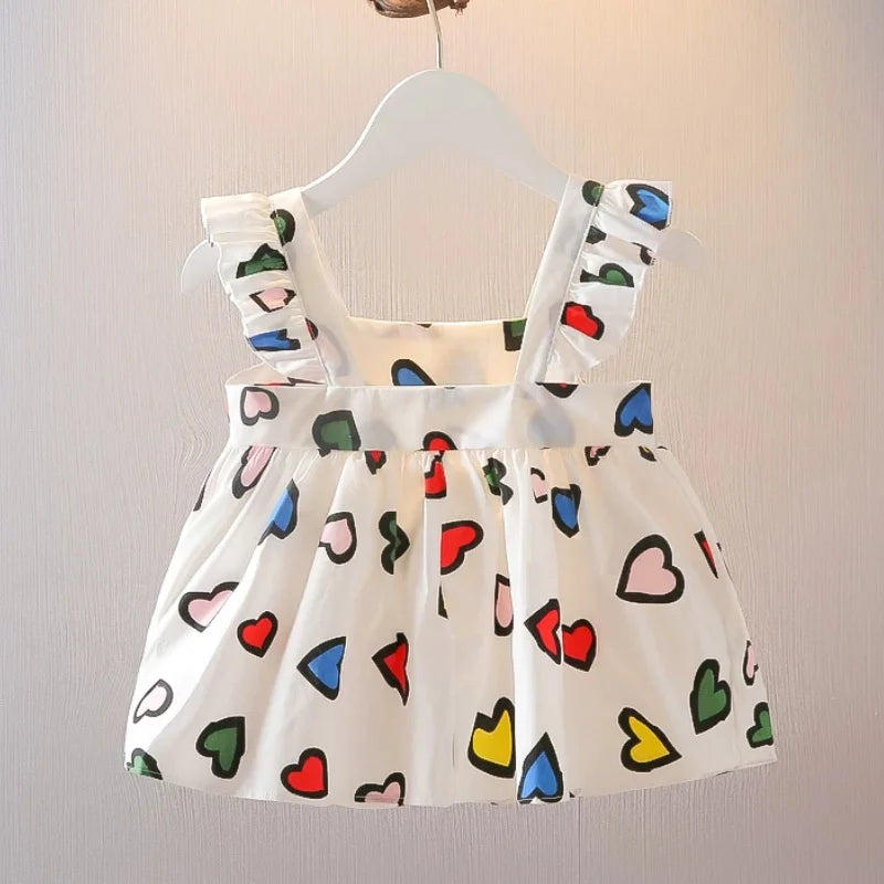 Send A Cartoon Ornament  Summer Cotton Comfortable Fashion Lovely Baby Girl Dress Korean Style Casual Toddler Beach Dress