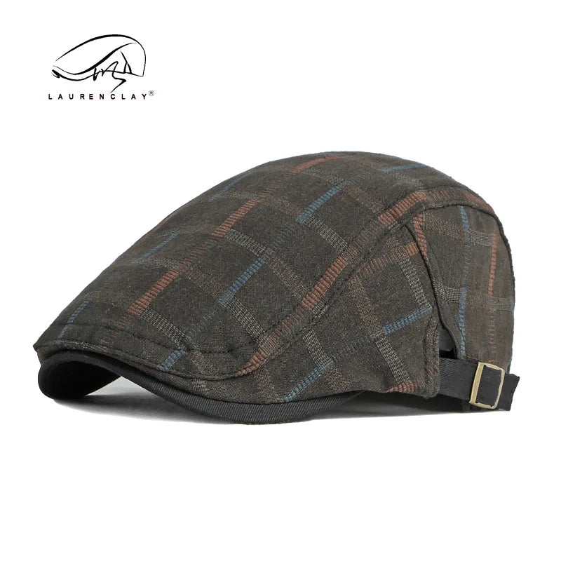 New Duckbill Hat for Men Spring Summer British Retro Fashion Plaid Casual Painter Hat Women's Beret