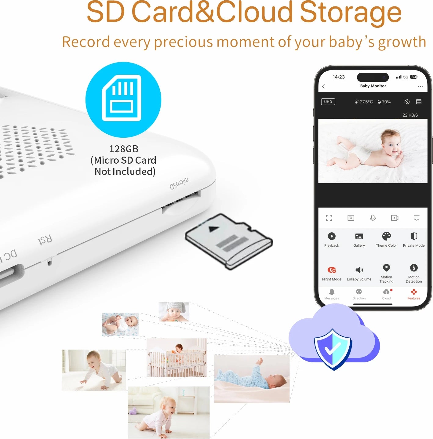 Tuya Smart Baby Monitors camera  5"1080P Display Temperature Detection APP View Control Baby Nanny 2-Way Audio Baby Cam
