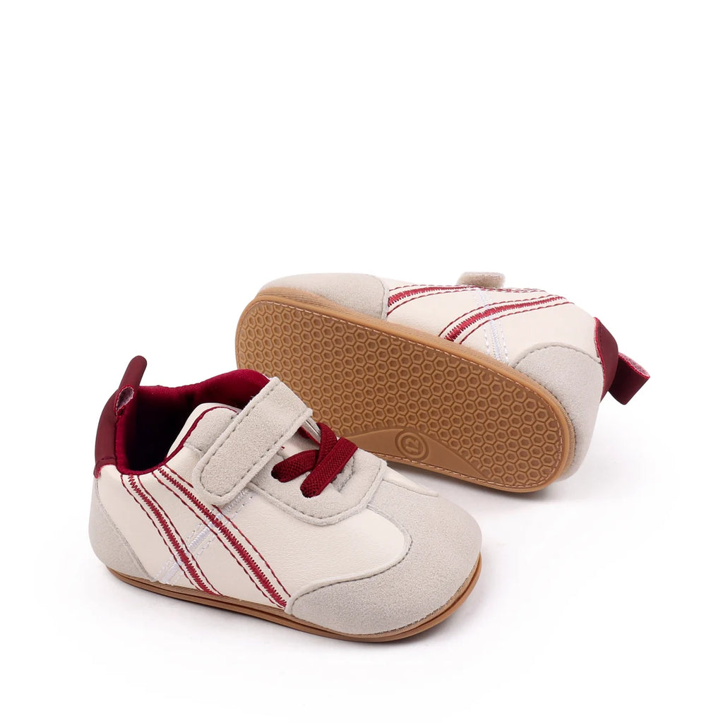 2025 New Spring Autumn Baby Girls and Boys Casual Sneakers TPR Sole Anti Slip Fashion Design PU Patchwork Infant Walking Shoes