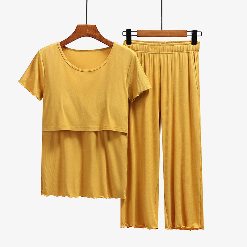 Maternity Clothes set Nursing Sleepwear Breastfeeding Nightwear Pregnant Women Pregnancy Breast Feeding Pajamas Tracksuit Suits