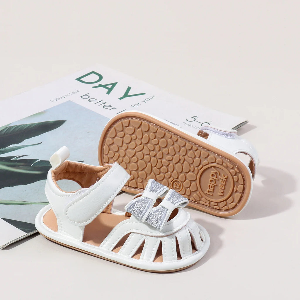 2025 Spring And Autumn Baby Girls First Walking Indoor Outdoor Toddler Shoes For 0-18M Baby Princess Sandal PU Leather TPR Sole