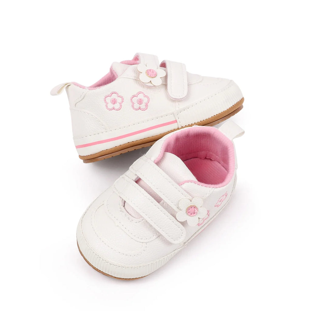 Spring and Autumn New Style Boys' and Girls' Baby Shoes Flower Pattern PU Casual Shoes 0-1 Years Old Learning Walkers Shoes