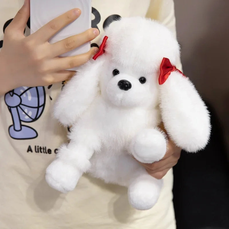 Realistic Sitting Poodle Pug Puppy Plush Toy Stuffed Doggy Cute Fluffy Pet for Room Decor Children's Birthday Gift