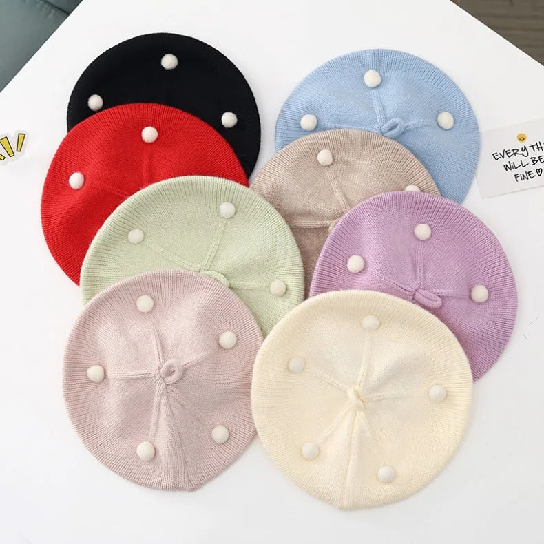 Baby Hat Autumn Winter Style Infant Beret Baby Toddler Wool Hat Fashionable Versatile Girl Knitted Painter Hat Trendy