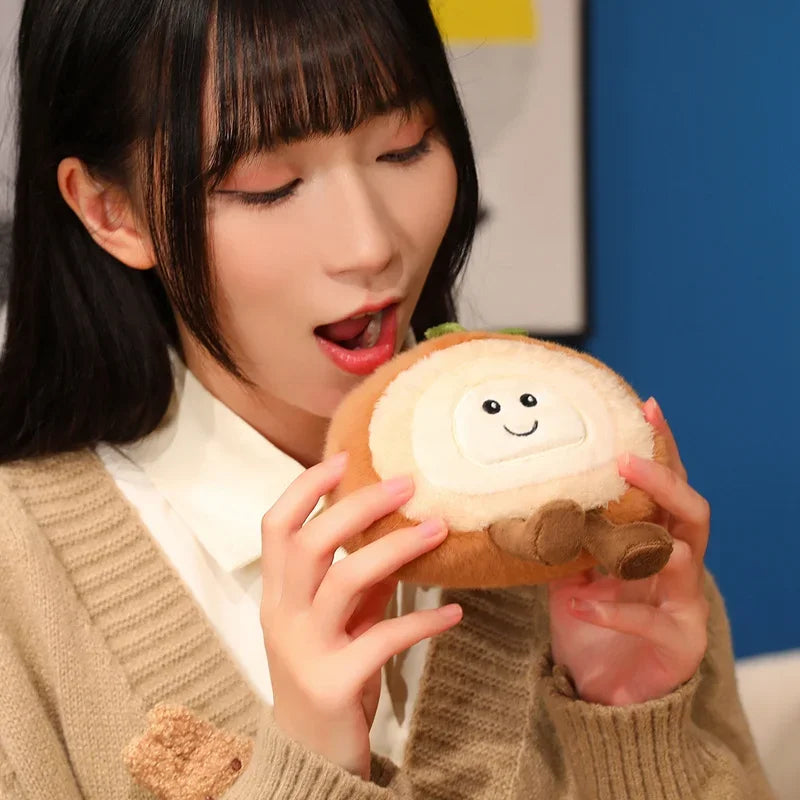 New Kawaii Smile Swiss Roll Plush Toys Soft Stuffed Cartoon Dessert Doll Delicate Mini Desktop Decor Lovely Gift To Girlfriend