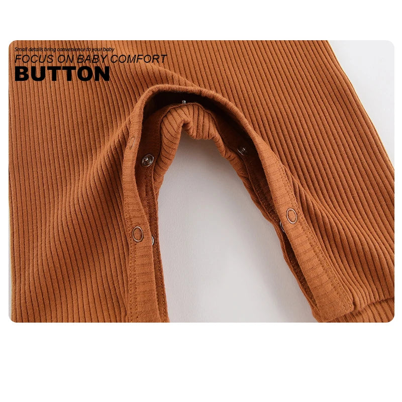 Kiddiezoom Fashion Autumn Winter Unisex Solid Long Sleeve Baby Boy Girl Rompers Cotton Soft Infants Clothing