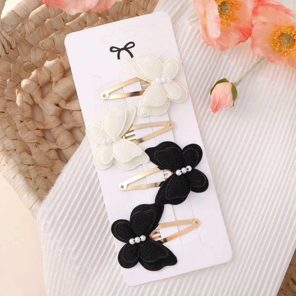 Baby Girls Hair Clips 4Pcs Set Handmade Crochet Butterfly Alloy Hairpins Headwear