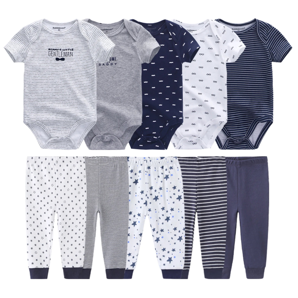 Cartoon Cute Baby Clothing Set for Newborns Bodysuits and Pants Four Seasons 10 Pack