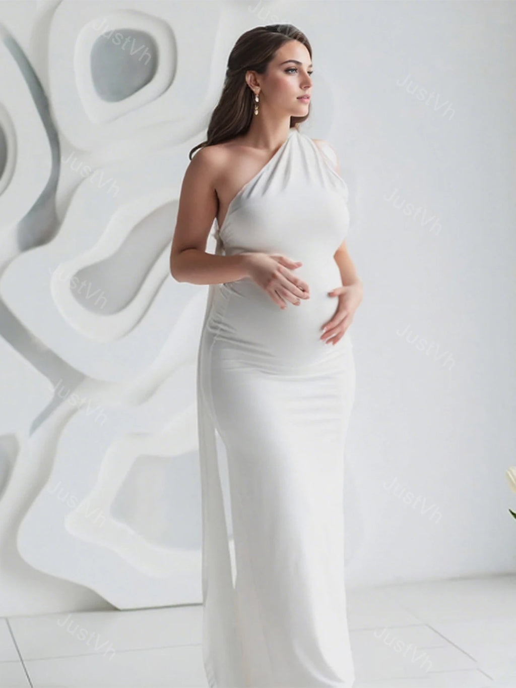 Maternity Backless Sexy Bodycon Sleeveless Long Dress Formal Pregnant Women Gown for Photoshoot Baby Shower