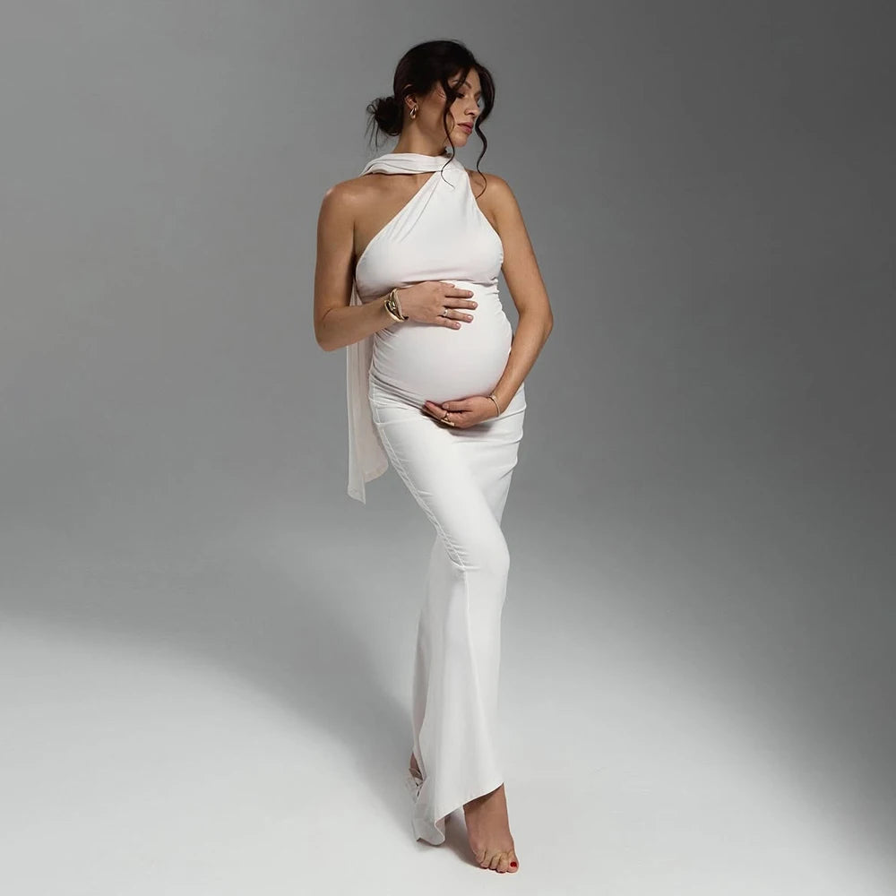 Maternity Backless Sexy Bodycon Sleeveless Long Dress Formal Pregnant Women Gown for Photoshoot Baby Shower
