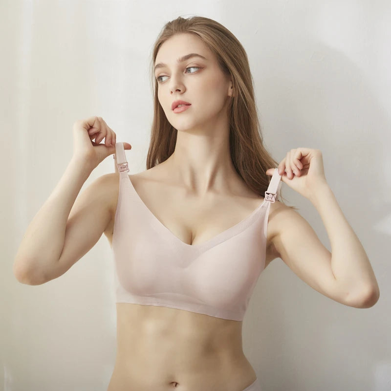 Comfortable Seamless Breast Feeding Bra Wire Free Nursing Bra Front Opening Maternity Special Breastfeeding Underwear Breathable