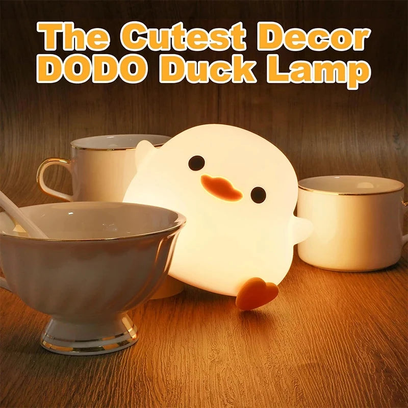 Cute DoDo Duck LED Night Light Touch-Sensitive Dimmable Rechargeable Silicone Bedside Lamp for Nursery Bedroom