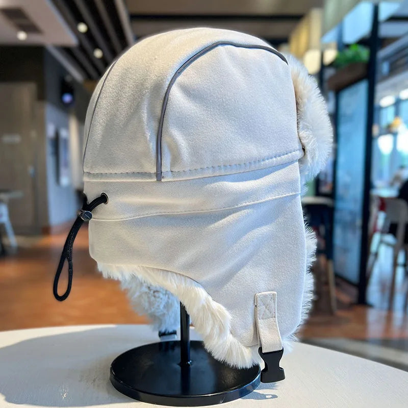 Ushanka Men's and Women's Winter Thickened Velvet Padded  Warm Artifact Earflaps Cap Northeast Pullover Cold Protection Hat