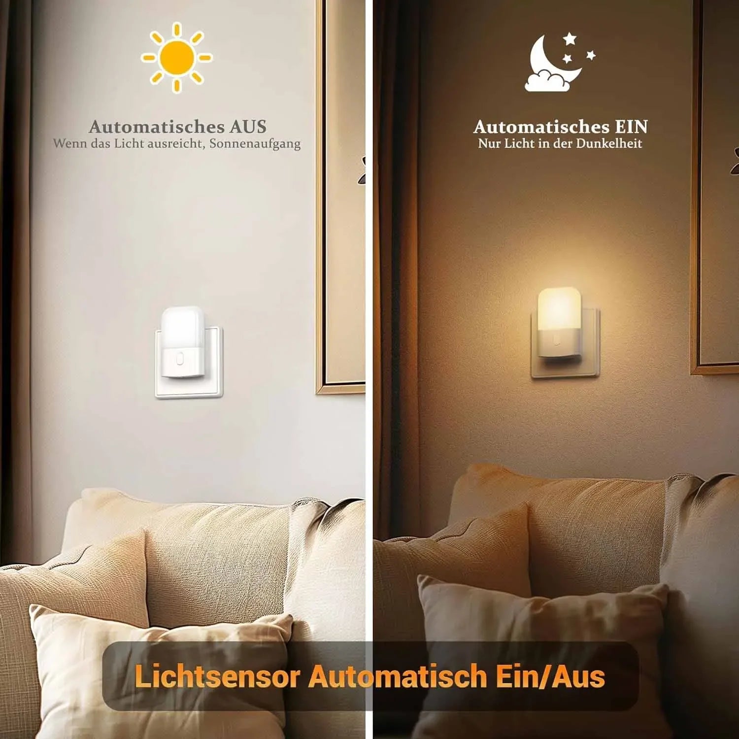 Dimmable, with On Off Switch Led Night Light Plug in Night Lights Plug into Wall, Automatic Dusk to Dawn, 0.5W, 2700K Soft Warm