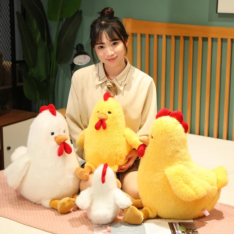 Hot Fluffy Chicken Plush Toys Cute Farmyard Animal White Yellow Chicken Plushies Funny Wet Chick Dolls Girl Boy Gift Home Decor