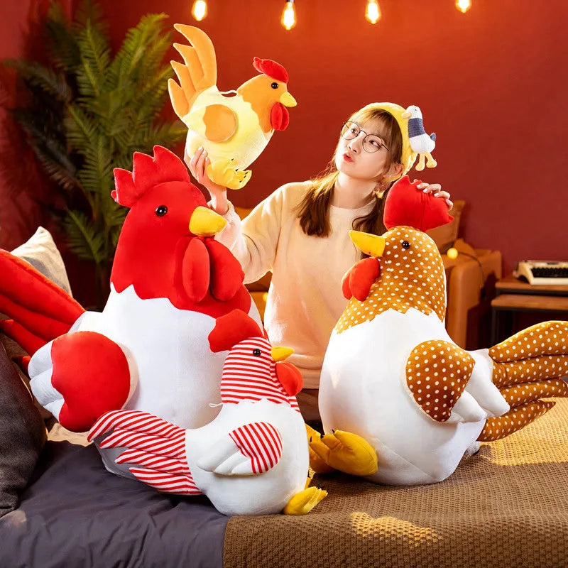 Nice 1pc Simulation Cock Plush Toys Stuffed Soft Chicken Dolls Animal Poultry Pillow Funny Home Cushion Decor Birthday Gift
